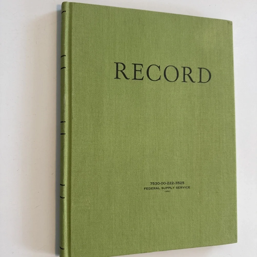 Vintage Linen Covered Records Notebook Federal Supply Service Unused 8